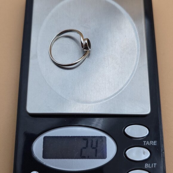 Size 9.25 Sterling Silver Black Stone Inlay Simple Band Ring A5429 - Picture 8 of 8